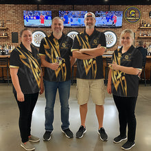 Load image into Gallery viewer, Black And Gold Dartboard Crown Dart Shirts For Women Custom Tribal Dart Jersey Team Polo &amp; 1/4 Zip TDM6228