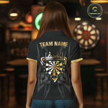 Load image into Gallery viewer, Black And Gold Dartboard Crown Dart Shirts For Women Custom Tribal Dart Jersey Team Polo &amp; 1/4 Zip TDM6228