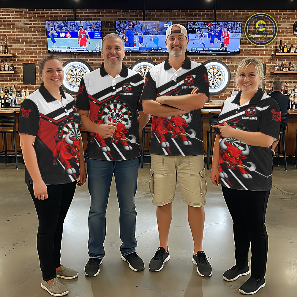Personalized Bull Darts Jersey For Women Custom Darts Team Shirt Polo & Quarter Zip | Red TDM6236