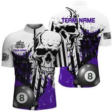 Load image into Gallery viewer, Personalized Purple Grunge Skull Billiards Shirts For Men Custom Retro Billiard Team Jerseys Attire TDM1565