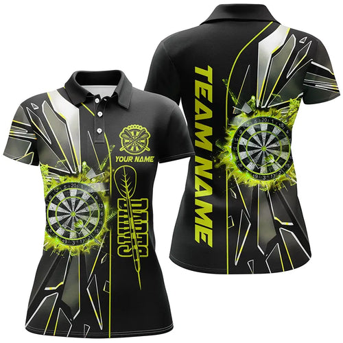 Personalized Yellow Break Glass 3D Darts Shirts For Women Custom Dart League Shirts Best Darts Jersey TDM2152