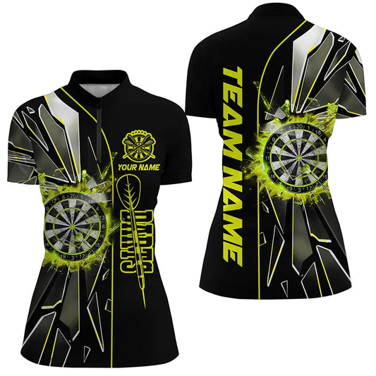 Personalized Yellow Break Glass 3D Darts Shirts For Women Custom Dart League Shirts Best Darts Jersey TDM2152