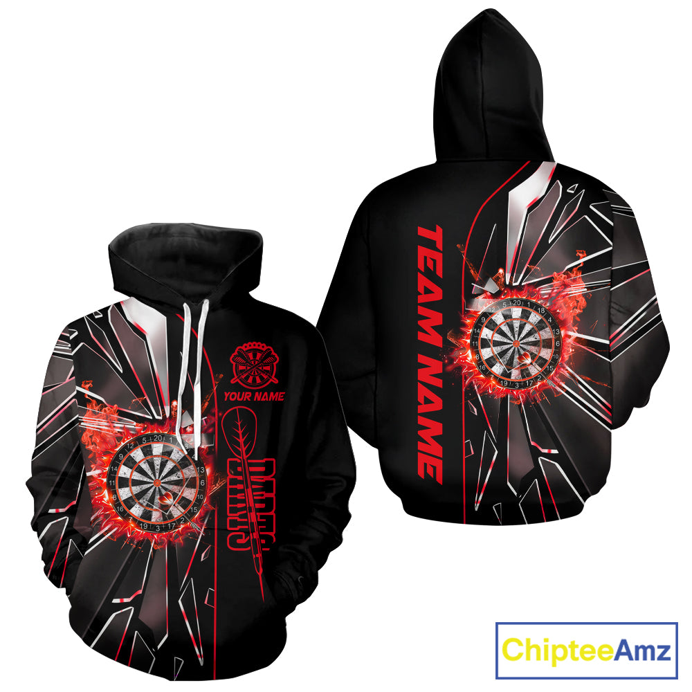 Personalized Red Glass Break Darts Hoodie Shirt For Men And Women Custom Darts League Hoodie Jersey TDM2153