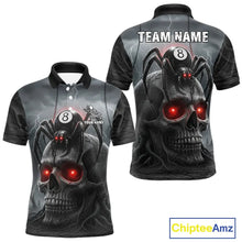 Load image into Gallery viewer, Personalized Spider 8 Ball Pool Skull Billiard Shirt For Men, Billiard Team Jersey Polo &amp; 1/4 Zip TDM5640