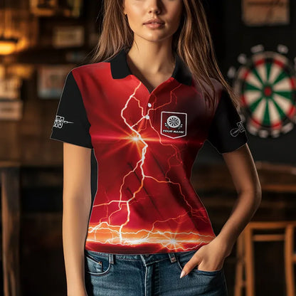 Custom Funny Lightning Dart Shirt With Pocket Option For Women, Darts Jersey TDM3673