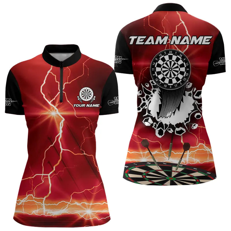 Custom Funny Lightning Dart Shirt With Pocket Option For Women, Darts Jersey TDM3673