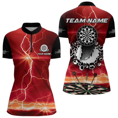 Custom Funny Lightning Dart Shirt With Pocket Option For Women, Darts Jersey TDM3673