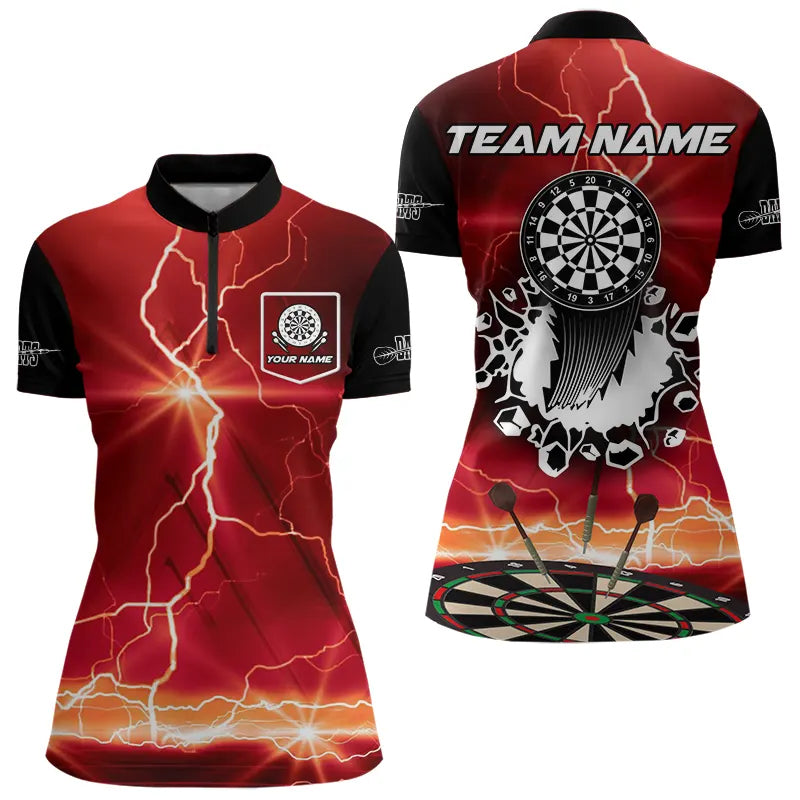 Custom Funny Lightning Dart Shirt With Pocket Option For Women, Darts Jersey TDM3673