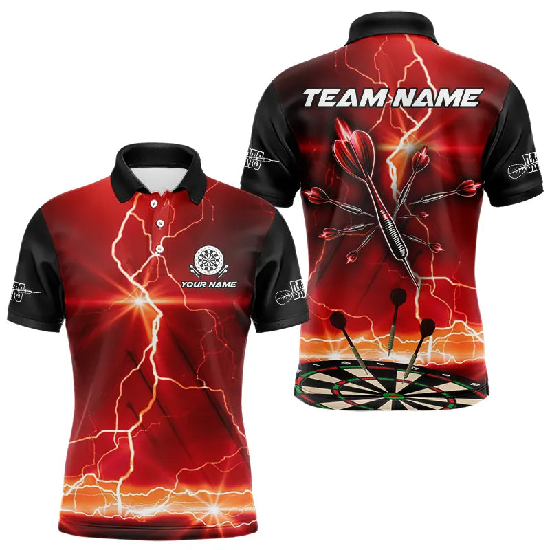 Customized Lightning Dart Shirt With Pocket Option For Men, Red Dart Jersey TDM3674