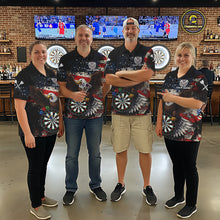 Load image into Gallery viewer, Grunge American Flag Eagle Darts Shirt For Women Custom Patriotic Darts Team Jersey Polo &amp; 1/4 Zip TDM6002