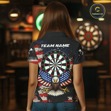 Load image into Gallery viewer, Grunge American Flag Eagle Darts Shirt For Women Custom Patriotic Darts Team Jersey Polo &amp; 1/4 Zip TDM6002