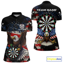 Load image into Gallery viewer, Grunge American Flag Eagle Darts Shirt For Women Custom Patriotic Darts Team Jersey Polo &amp; 1/4 Zip TDM6002