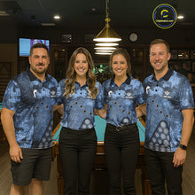 Load image into Gallery viewer, Blue Camo 8 Ball Billiard Shirt For Men Custom Pool Team Shirt, Billiard Jersey Polo &amp; 1/4 Zip TDM6008