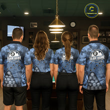 Load image into Gallery viewer, Blue Camo 8 Ball Billiard Shirt For Men Custom Pool Team Shirt, Billiard Jersey Polo &amp; 1/4 Zip TDM6008