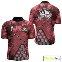 Load image into Gallery viewer, Red Camo 8 Ball Billiard Shirt For Men Custom Pool Team Shirt, Billiard Jersey Polo &amp; 1/4 Zip TDM6009