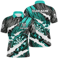 Load image into Gallery viewer, Custom Turquoise Darts Board Funny Crack Darts Men Polo &amp; Quarter-Zip Shirts, Darts Team Jerseys TDM1728