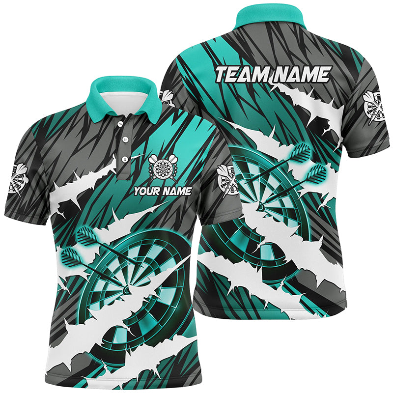 Custom Turquoise Darts Board Funny Crack Darts Men Polo & Quarter-Zip Shirts, Darts Team Jerseys TDM1728