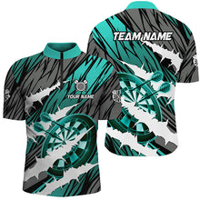 Load image into Gallery viewer, Custom Turquoise Darts Board Funny Crack Darts Men Polo &amp; Quarter-Zip Shirts, Darts Team Jerseys TDM1728