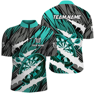 Custom Turquoise Darts Board Funny Crack Darts Men Polo & Quarter-Zip Shirts, Darts Team Jerseys TDM1728