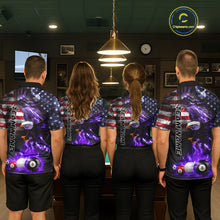 Load image into Gallery viewer, Purple Flame American Flag Eagle Billiard Shirts For Women Custom Pool Team Jersey Polo &amp; Quarter Zip TDM6679