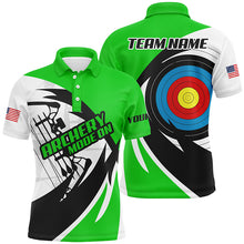 Load image into Gallery viewer, Personalized Green Archery Jerseys Men Polo &amp; Quarter-Zip Shirts Custom Archery Bow Shirts TDM1951
