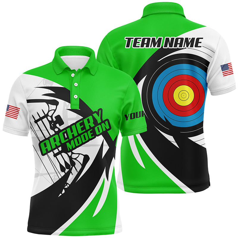 Personalized Green Archery Jerseys Men Polo & Quarter-Zip Shirts Custom Archery Bow Shirts TDM1951