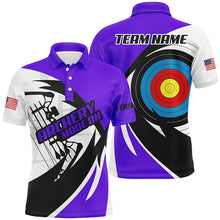 Load image into Gallery viewer, Personalized Purple Archery Jerseys Men Polo &amp; Quarter-Zip Shirts Custom Archery Bow Shirts  TDM1952