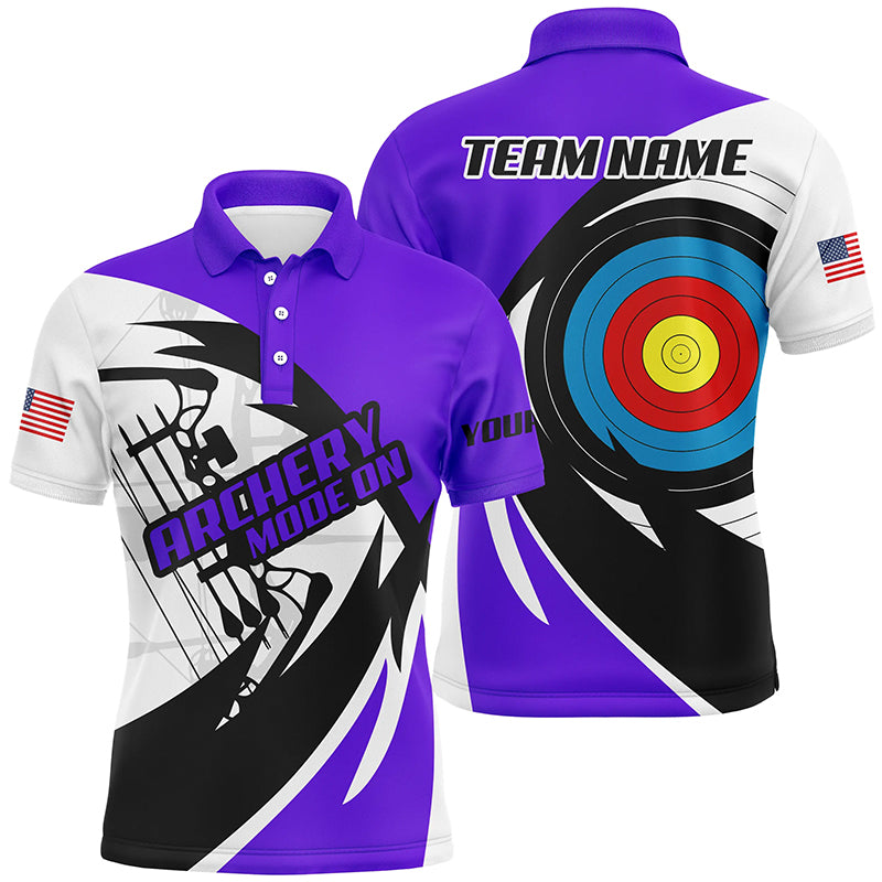 Personalized Purple Archery Jerseys Men Polo & Quarter-Zip Shirts Custom Archery Bow Shirts  TDM1952