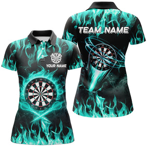 Turquoise 3D Printed Fire Flame Darts Shirts For Women Custom Lightning Darts League Team Jerseys TDM2661