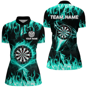 Turquoise 3D Printed Fire Flame Darts Shirts For Women Custom Lightning Darts League Team Jerseys TDM2661