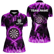 Load image into Gallery viewer, Purple 3D Printed Fire Flame Darts Shirts For Women Custom Lightning Darts League Team Jerseys TDM2662