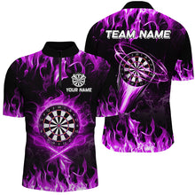 Load image into Gallery viewer, Purple 3D Printed Fire Flame Darts Shirts For Men Custom Lightning Darts League Team Jerseys TDM2662