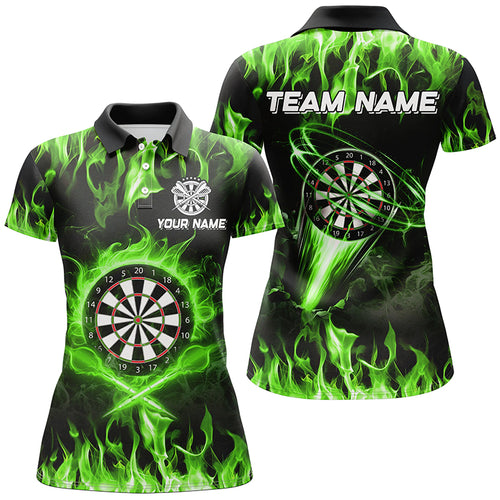 Green 3D Printed Fire Flame Darts Shirts For Women Custom Lightning Darts League Team Jerseys TDM2663