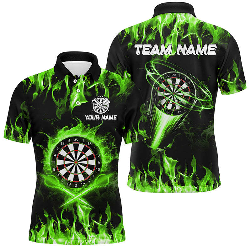 Green 3D Printed Fire Flame Darts Shirts For Men Custom Lightning Darts League Team Jerseys TDM2663