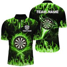 Load image into Gallery viewer, Green 3D Printed Fire Flame Darts Shirts For Men Custom Lightning Darts League Team Jerseys TDM2663