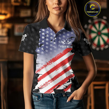 Personalized American Flag Eagle Darts Shirt For Women Custom Patriotic Darts Team Jersey Team  TDM5149