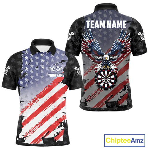 Personalized American Flag Eagle Darts Shirt For Men Custom Patriotic Darts Team Jersey Team  TDM5149