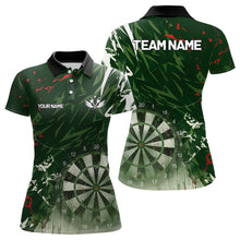 Load image into Gallery viewer, Green Geometric Darts Shirt With Pocket Option Custom Women&#39;s Darts Jersey TDM5361