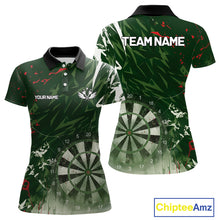 Load image into Gallery viewer, Green Geometric Darts Shirt With Pocket Option Custom Women&#39;s Darts Jersey TDM5361