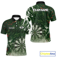 Load image into Gallery viewer, Green Geometric Darts Shirt With Pocket Option Custom Men&#39;s Darts Jersey TDM5361
