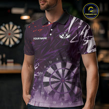 Load image into Gallery viewer, Purple Geometric Darts Shirt With Pocket Option Custom Men&#39;s Darts Jersey TDM5362