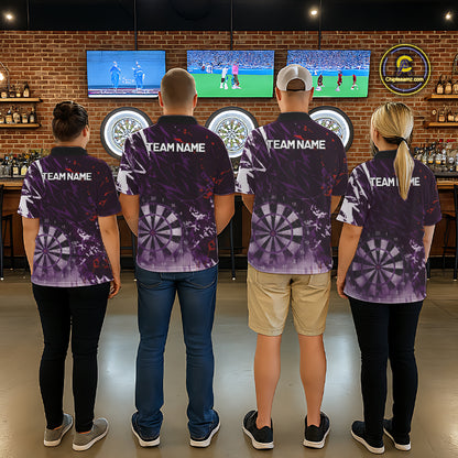 Purple Geometric Darts Shirt With Pocket Option Custom Women's Darts Jersey TDM5362