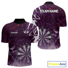 Load image into Gallery viewer, Purple Geometric Darts Shirt With Pocket Option Custom Men&#39;s Darts Jersey TDM5362