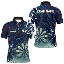 Load image into Gallery viewer, Blue Geometric Darts Shirt With Pocket Option Custom Men&#39;s Darts Jersey TDM5363