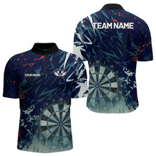 Load image into Gallery viewer, Blue Geometric Darts Shirt With Pocket Option Custom Men&#39;s Darts Jersey TDM5363