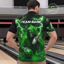 Load image into Gallery viewer, Green Grim Reaper Bowling Shirt For Men Custom Lightning Team League Bowling Jersey Polo, 1/4 Zip TDM5855