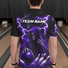 Load image into Gallery viewer, Purple Grim Reaper Bowling Shirt For Men Custom Lightning Bowling Jersey Team Polo &amp; 1/4 Zip TDM5857