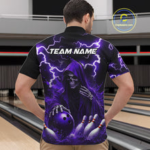 Load image into Gallery viewer, Purple Grim Reaper Bowling Shirt For Men Custom Lightning Bowling Jersey Team Polo &amp; 1/4 Zip TDM5857