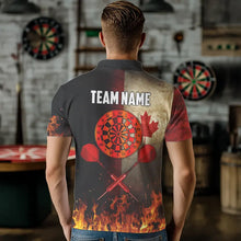 Load image into Gallery viewer, Personalized Retro Canada Flag Flame Dartboard Darts Shirts For Men, Patriotic Canadian Dart Jersey TDM3675