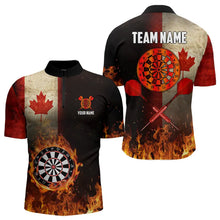 Load image into Gallery viewer, Personalized Retro Canada Flag Flame Dartboard Darts Shirts For Men, Patriotic Canadian Dart Jersey TDM3675